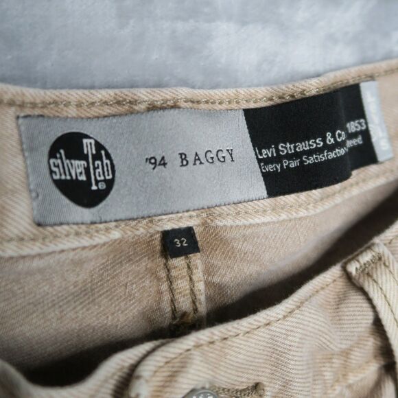 LEVI'S SILVERTAB Tan 94 Baggy Straight Leg Jeans 32 x 31 Relaxed Mid Rise Rigid - Picture 8 of 10